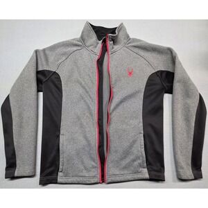 Spyder Jacket Mens Large Gray and Black with Red Details Lightweight *No Zipper*